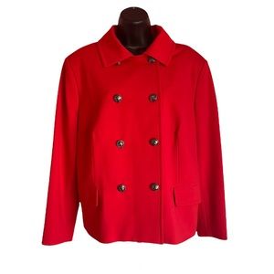 Lands’ End Double Breasted Nautical / Sailor Jacket in Vibrant Red Plus Size 18W